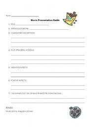 English worksheet: Movie Presentation Guide