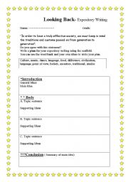 English Worksheet: Looking back-Expostory writing