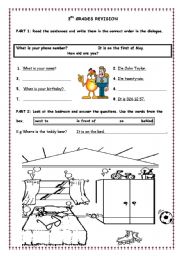 English Worksheet: revision of basic questions and prepositions
