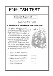 English Worksheet: Simple Future Test
