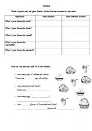 English worksheet: food