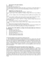 English Worksheet: The Infinitive