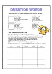 English Worksheet: question words