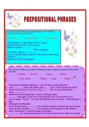 English Worksheet: PREPOSITIONAL PHRASES