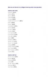 English Worksheet: airport codes