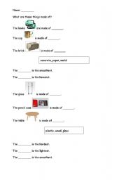 English worksheet: comparing materials
