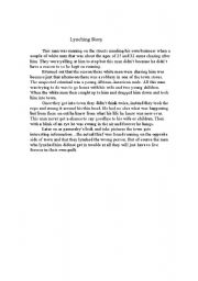 English Worksheet: A Lynching Story