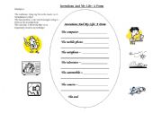 English Worksheet: Invention and my life