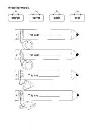 English Worksheet: fruits