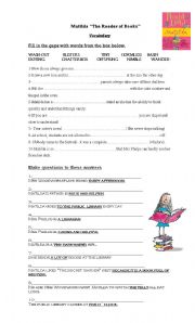 English Worksheet: Matilda- Worksheet on the book