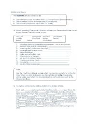 English worksheet: Article a, an, the