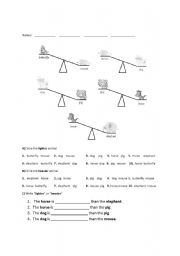 English worksheet: Weight / Mass Comparisons