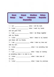 English worksheet: Virtues worksheet