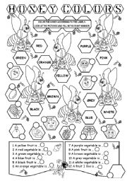 English Worksheet: Honey colors (colors, fruit, vegetable)