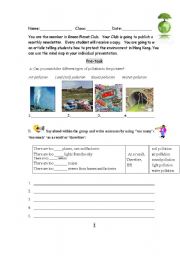 English Worksheet: Pollutions and solutions