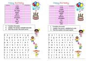 English Worksheet: Happy Birthday - Vocabulary