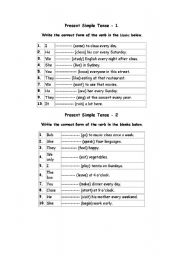 English Worksheet: PRESENT SIMPLE EXERCISES