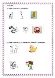 English Worksheet: Imperatives and adjectives 