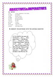 English worksheet: Worksheet for adjectives and imperatives