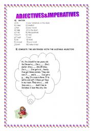 English Worksheet: Worksheet for adjectives and imperatives
