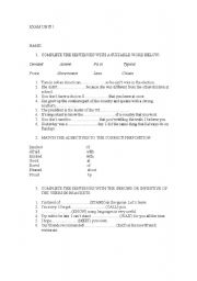 English worksheet: infinitive or gerund, adjetives + prepositions