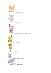 English Worksheet: Animals for kids