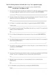 English Worksheet: modals (would rather, have to, must,supposed to,etc)
