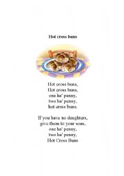 English worksheet: Hot cross buns - Easter Song