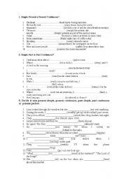 English Worksheet: verb tenses, a complete revision
