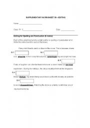 English worksheet: editing worksheet 2