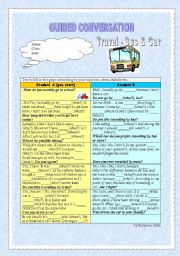 English Worksheet: Guided conversation - Travel (vehicles - holiday)