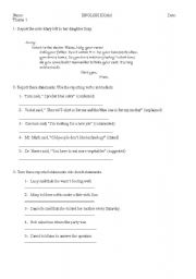 English Worksheet: Reported speach