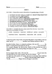 English Worksheet: QUIZ