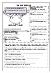 English Worksheet: TOO AND ENOUGH