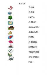 English worksheet: Food match for kids