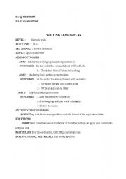 English worksheet: writing lesson plan