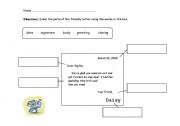 English Worksheet: Labeling the Parts of a Friendly Letter