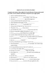 English worksheet: Adjective Practice for Side By Side, Book I
