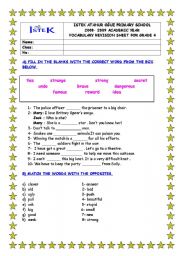 English worksheet: vocabulary sheet