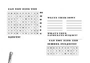 English worksheet: school subjects wordsearch