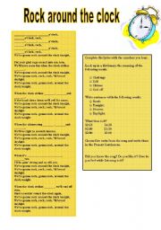 English Worksheet: ROCK AROUND THE CLOCK