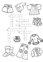 English Worksheet: Clothes - crossword puzzle