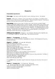 English Worksheet: biography