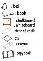 English worksheet: POSTER CLASSROOM OBJECTS
