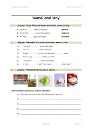 English Worksheet: Quantifiers - Some and Any