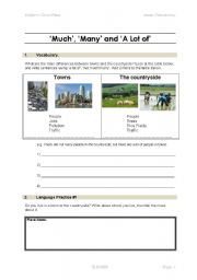English Worksheet: Quantifiers - Much, Many and A lot