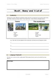 English worksheet: Quantifiers - Much, Many and A lot