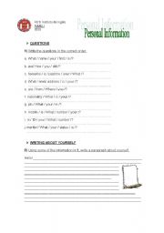 English worksheet: Personal Information