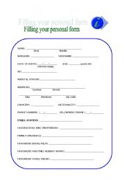 English Worksheet: Filling forms