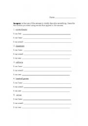 English Worksheet: Imagery: Using Descriptive Language